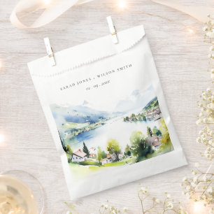 Bolsa De Papel Boda de acuarela paisajística de Lungern Suiza