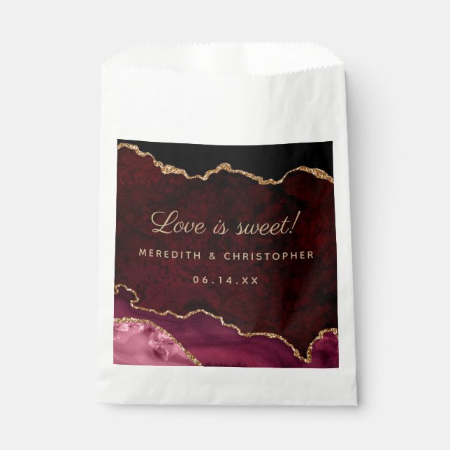 Bolsa De Papel Boda de Agate de Borgoña (Anverso)