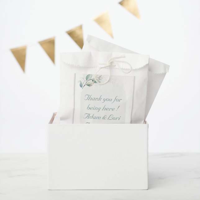 Bolsa De Papel Boda de Amor Botánico Elegante (Fiesta)