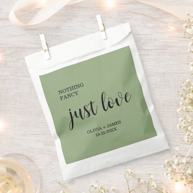 Bolsa De Papel Boda de amor verde salvia sin nada elegante  (Cortado)