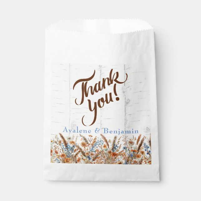 Bolsa De Papel Boda de árboles de birch y flores silvestres de ot (Anverso)