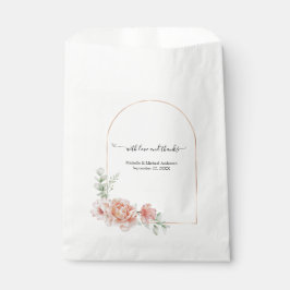 Bolsa De Papel Boda de Arco Oro de color Floral Peach Rosa
