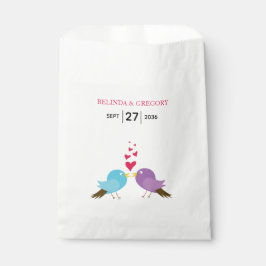 Bolsa De Papel Boda de Aves y Corazones de Amor