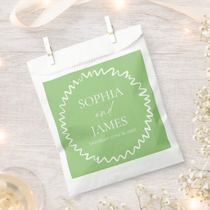 Bolsa De Papel Boda de Borde Ondulado Verde Cítrico Caprichoso