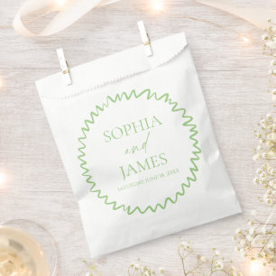 Bolsa De Papel Boda de Borde Ondulado Verde Cítrico Caprichoso