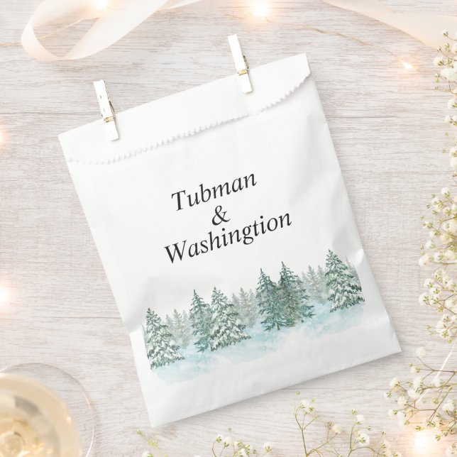 Bolsa De Papel Boda de bosque de pino acuarela (Cortado)