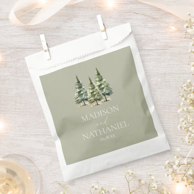 Bolsa De Papel Boda de bosques de pinos de nieve en invierno mini (Cortado)