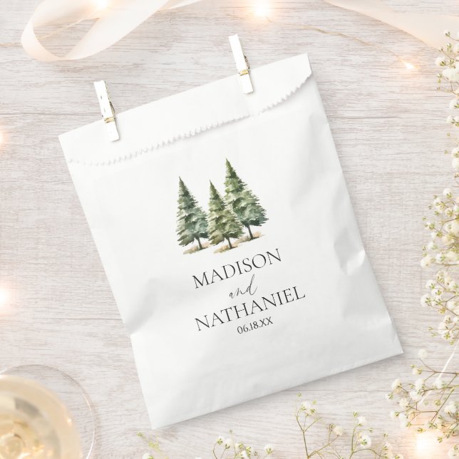 Bolsa De Papel Boda de bosques de pinos de nieve en invierno mini (Cortado)