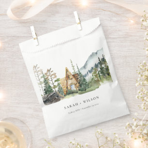Bolsa De Papel Boda de cabaña de madera de pino de montaña rusa