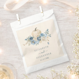 Bolsa De Papel Boda de calabaza azul de la marina se enamora