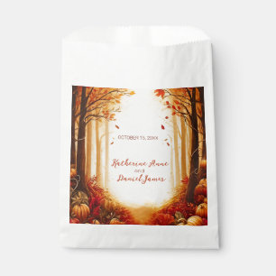 Bolsa De Papel Boda de calabaza en bosque otoñal rústico