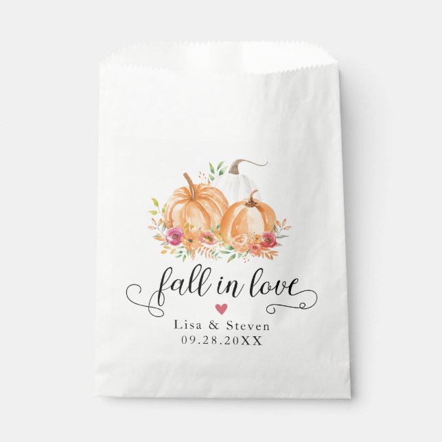 Bolsa De Papel Boda De Calabazas Caídas En Amor (Anverso)
