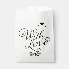 Bolsa De Papel Boda de caligrafía moderna blanca con amor