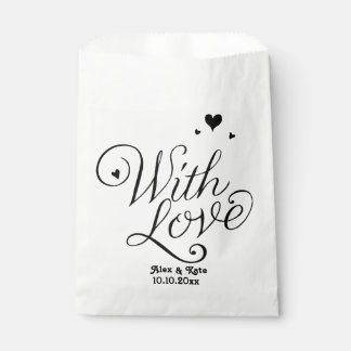 Bolsa De Papel Boda de caligrafía moderna blanca con amor