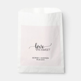 Bolsa De Papel Boda de caligrafía rosa de Rubor "El amor es dulce