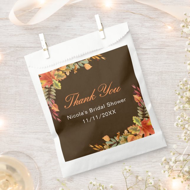 Bolsa De Papel Boda de Campo con Hojas de Otoño (Cortado)