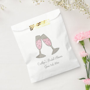 Bolsa De Papel Boda de champán rosado, compromiso con ducha de no