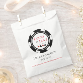 Bolsa De Papel Boda de Chip de Póquer Blanco con Suerte