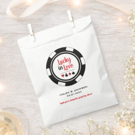 Bolsa De Papel Boda de Chip de Póquer Blanco y Afortunado
