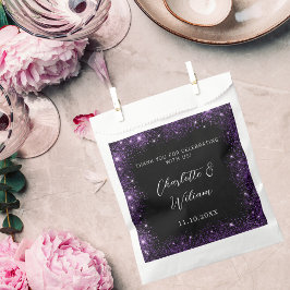 Bolsa De Papel Boda de chispas moradas negras gracias