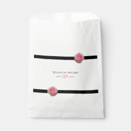 Bolsa De Papel Boda de cinta negra rosa rosa