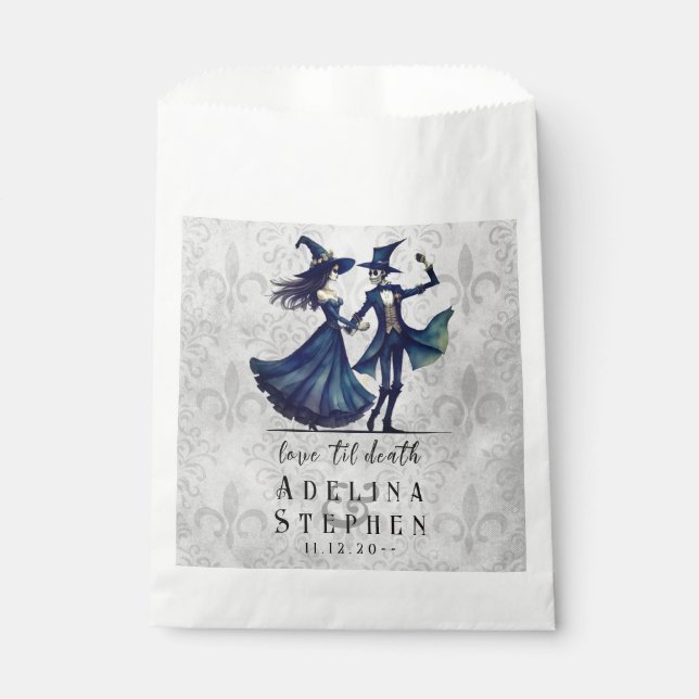 Bolsa De Papel Boda de código QR de monograma simple en Halloween (Anverso)