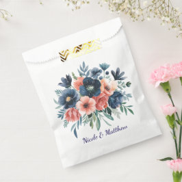 Bolsa De Papel Boda de color azul y coral