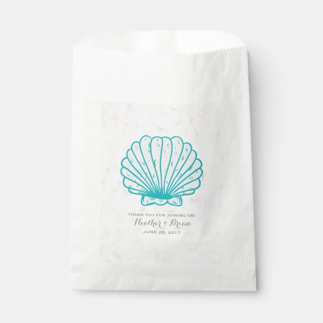 Bolsa De Papel Boda de conchas marinas rusas turquesa (Anverso)