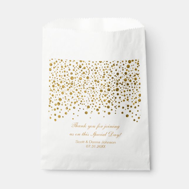 Bolsa De Papel *Boda De Confetti De Oro | Personalizar (Anverso)