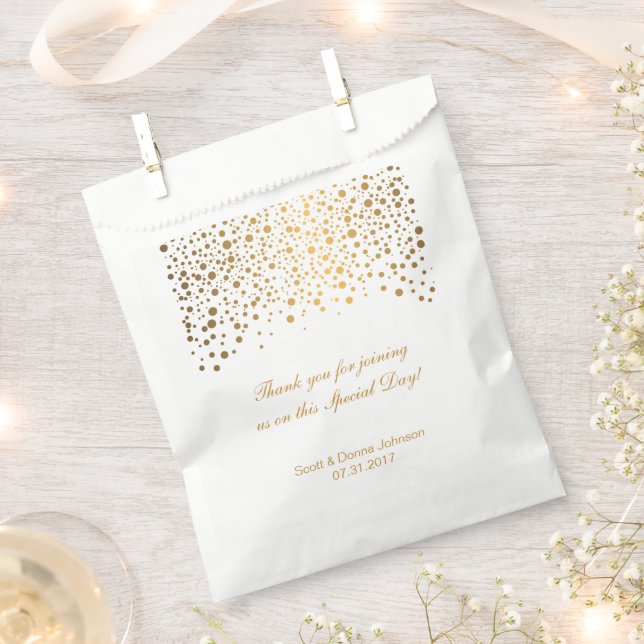 Bolsa De Papel Boda de Confetti Gold (Cortado)
