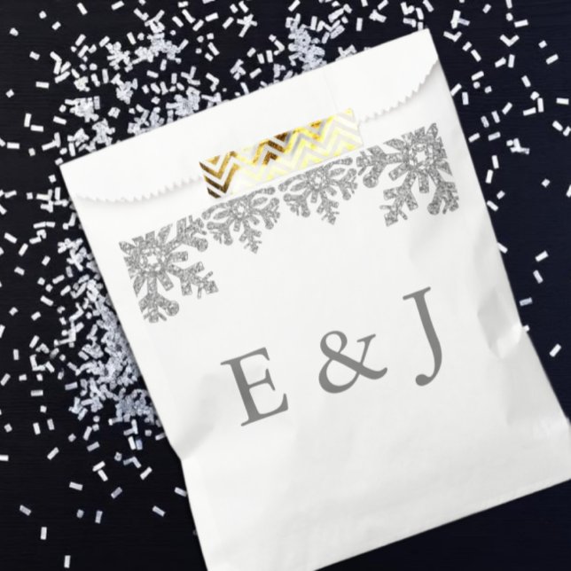 Bolsa De Papel Boda de copo de nieve de invierno plateado (Subido por el creador)
