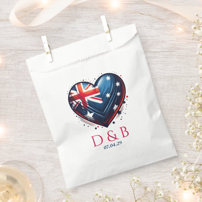 Bolsa De Papel Boda de Corazón Pareja de Australia (Cortado)