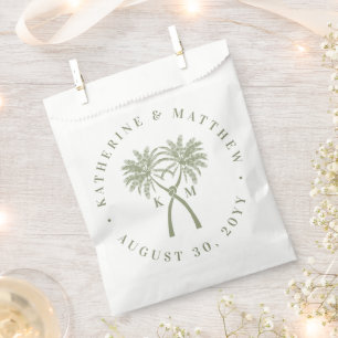 Bolsa De Papel Boda de destino tropical de palmeras nubladas