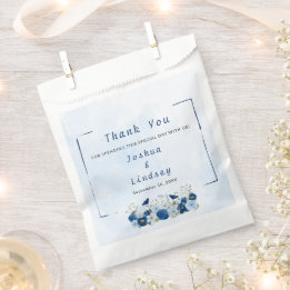 Bolsa De Papel Boda de Elegancia Botánica Azul