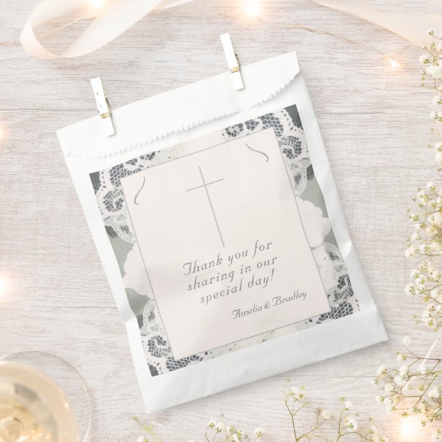 Bolsa De Papel Boda de encaje rosa champagne  (Cortado)