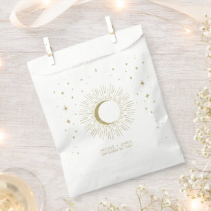 Bolsa De Papel Boda de estrellas blancas y doradas ráfaga solar c