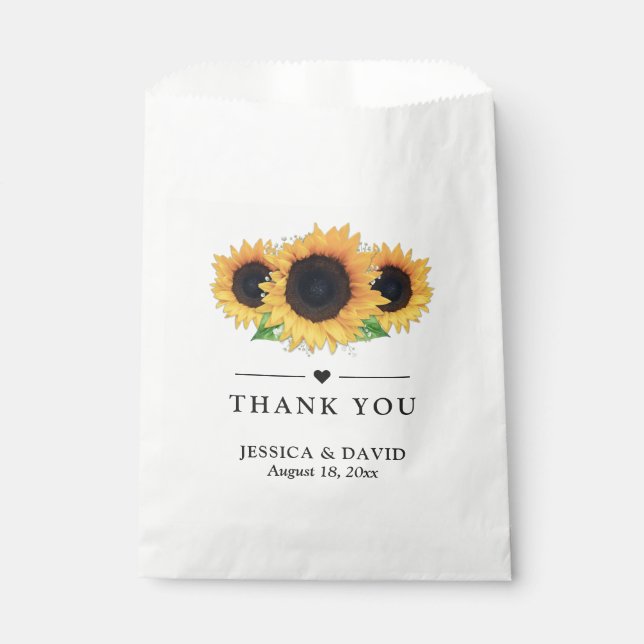 Bolsa De Papel Boda de eucalipto de aliento para bebé de girasol  (Anverso)