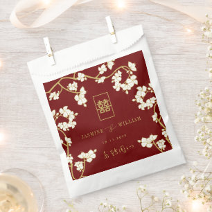 Bolsa De Papel Boda de Felicidad Doble Peach/Plum Blossoms