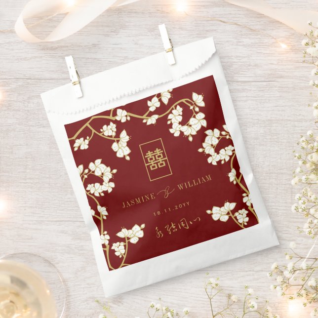 Bolsa De Papel Boda de Felicidad Doble Peach/Plum Blossoms (Cortado)