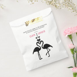 Bolsa De Papel Boda de flamencos simples en blanco y negro