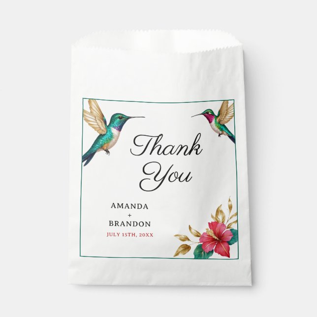 Bolsa De Papel Boda de Flor Tropical Rojo (Anverso)