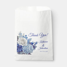 Bolsa De Papel Boda de flores azul acuarela -