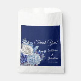 Bolsa De Papel Boda de flores azul acuarela -