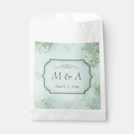 Bolsa De Papel Boda de Flores Blancas Verde azuladas Pastel