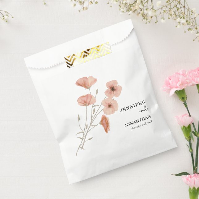 Bolsa De Papel Boda de flores de Naranja de amapola (Sellado)