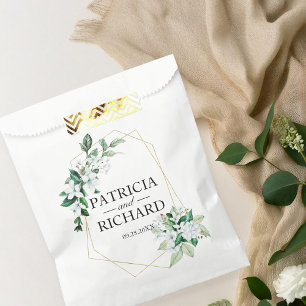 Bolsa De Papel Boda de flores de vegetación geométrica elegante