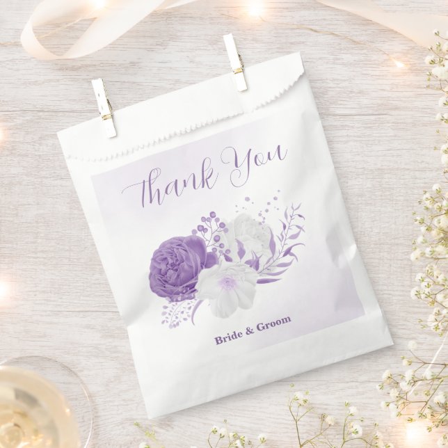 Bolsa De Papel Boda de flores moradas románticas (Cortado)