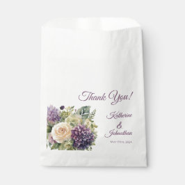 Bolsa De Papel Boda de flores púrpura acuarela -