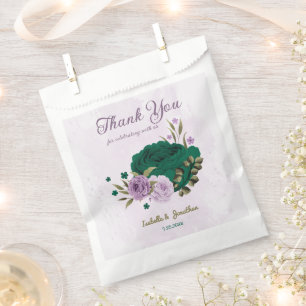 Bolsa De Papel boda de flores púrpura verde esmeralda