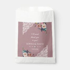 Bolsa De Papel Boda de flores Rosa de color azul turbulento román